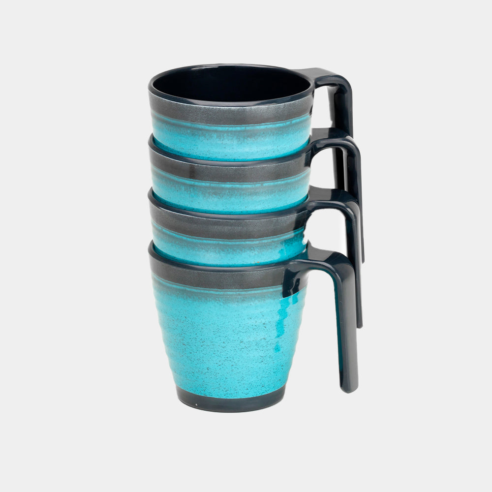 Flamefield Granite Aqua Melamine Stacking Mugs