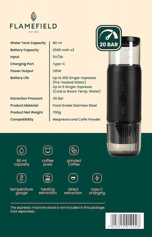 Portable Espresso Maker with USB Charging – Black & Forest Green Edition