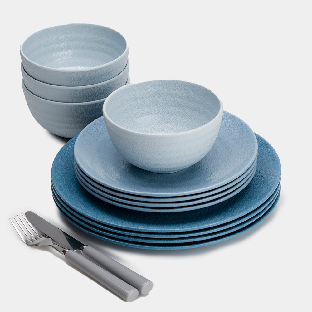 Flamefield Shades of Blue 12-teiliges Melamin-Set